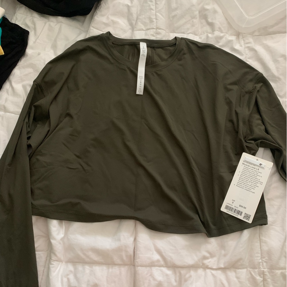 olive long sleeve lululemon cropped tee